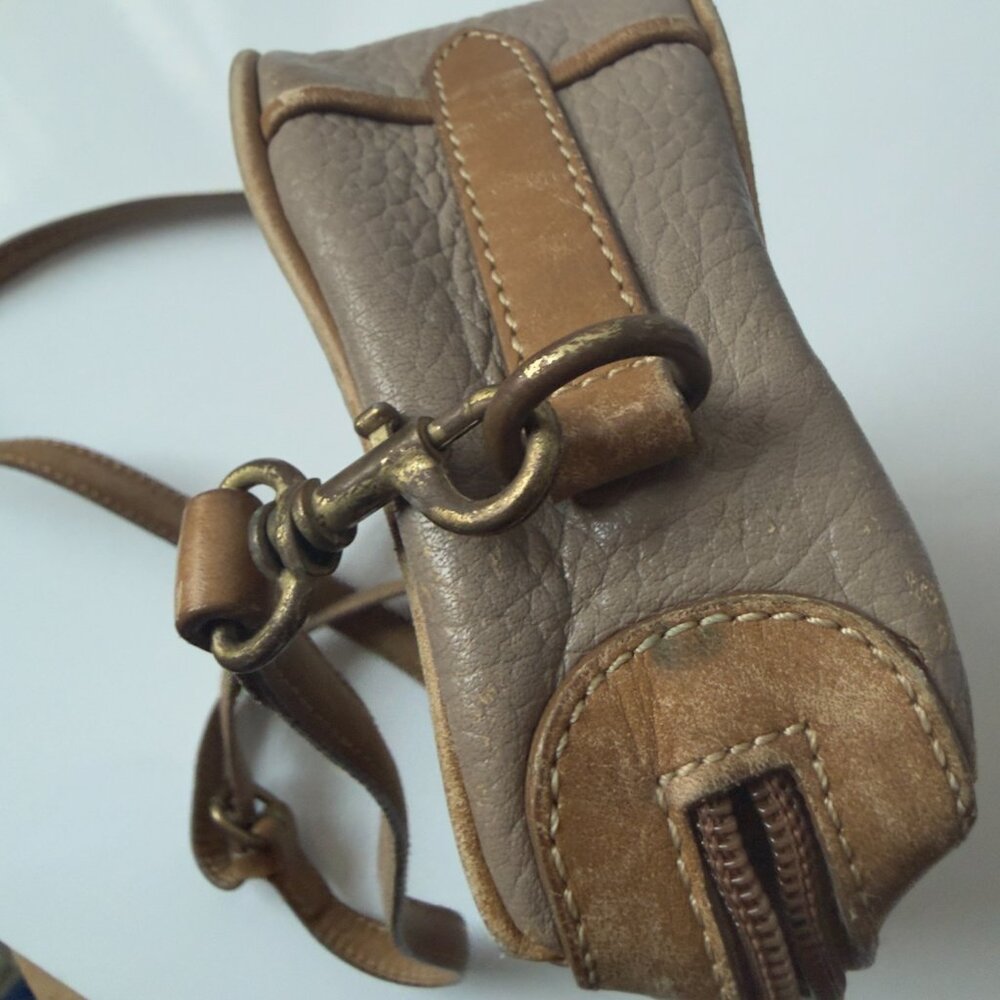 Vtg Liz Claiborne Pebbled Leather Crossbody Bag - Mushroom Taupe Grey - Picture 12 of 14